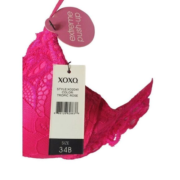 Women's Push Up Bra 34B Hot Pink Extreme Lace Full Coverage Push Up 34B NWT - Picture 7 of 9